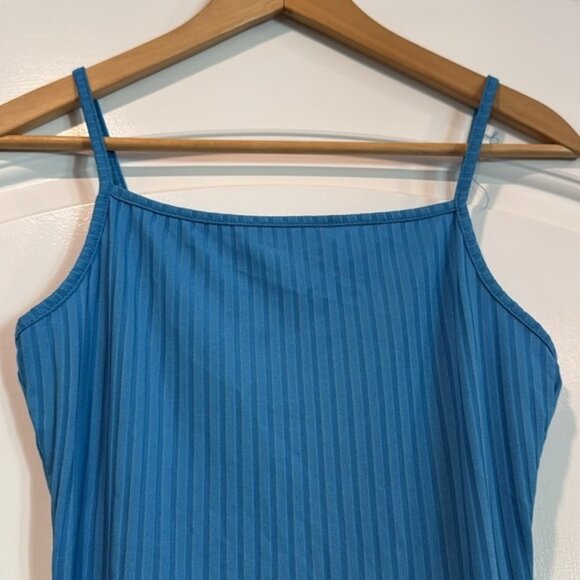 🔵 Blue Ribbed Spaghetti Strap Mini Dress - Picture 2 of 7